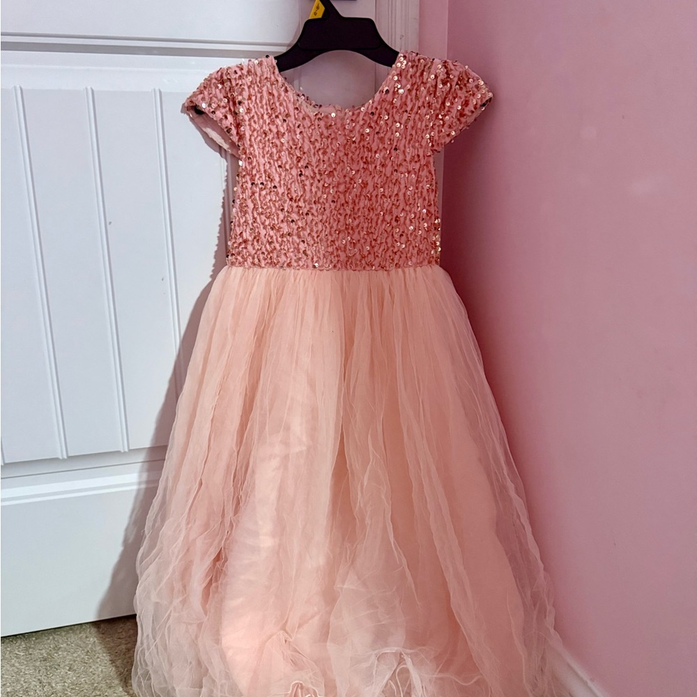 Trish Scully Pink Sequin Tulle Kids Dress Size 7